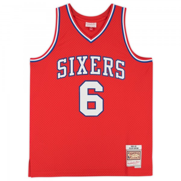 Autographed Philadelphia 76ers Julius Erving Fanatics Authentic Red Mitchell & Ness 1982-83 Swingman Jersey with NBA Top 75 Inscription