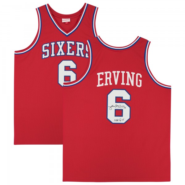 Autographed Philadelphia 76ers Julius Erving Fanatics Authentic Red Mitchell & Ness 1982-83 Authentic Jersey with NBA Top 75 Inscription