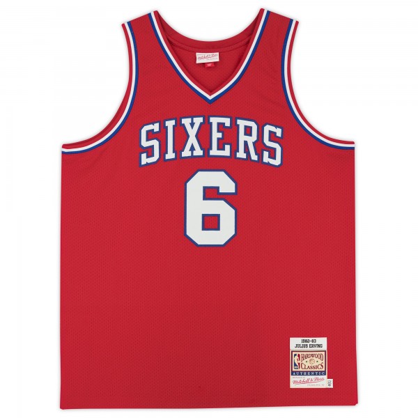 Autographed Philadelphia 76ers Julius Erving Fanatics Authentic Red Mitchell & Ness 1982-83 Authentic Jersey with NBA Top 75 Inscription