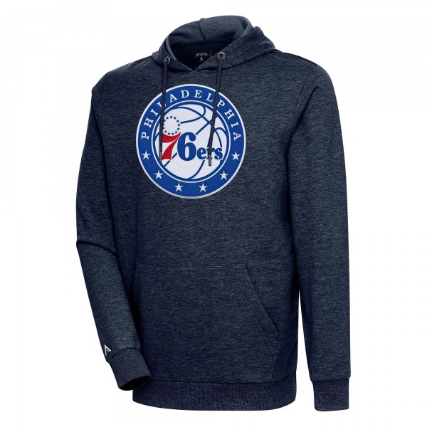 Philadelphia 76ers Antigua Heather Navy Action Pullover Hoodie