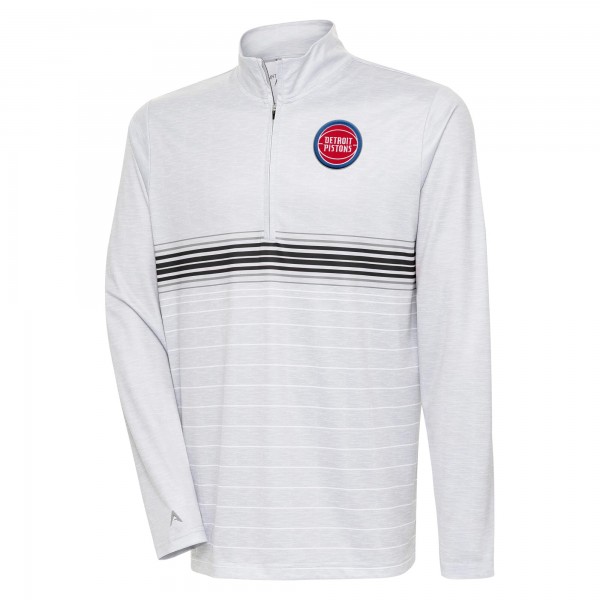 Кофта на короткой молнии Detroit Pistons Antigua Bullseye - Heather Gray/Black