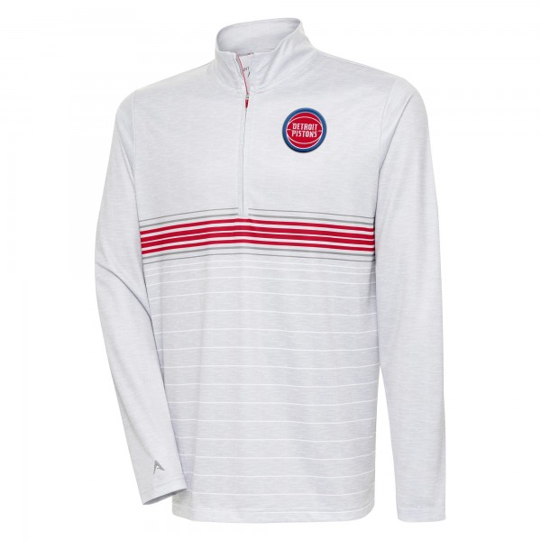 Кофта на короткой молнии Detroit Pistons Antigua Bullseye - Heather Gray/Red