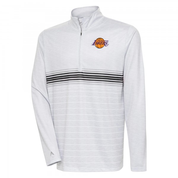 Кофта на короткой молнии Los Angeles Lakers Antigua Bullseye - Heather Gray/Black