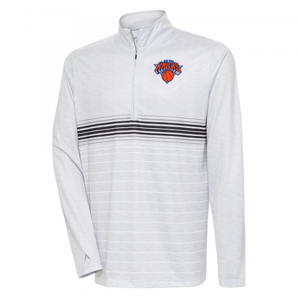 Кофта на короткой молнии New York Knicks Antigua Bullseye - Heather Gray/Black