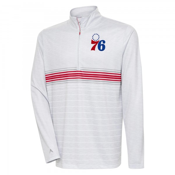 Кофта на короткой молнии Philadelphia 76ers Antigua Bullseye - Heather Gray/Red