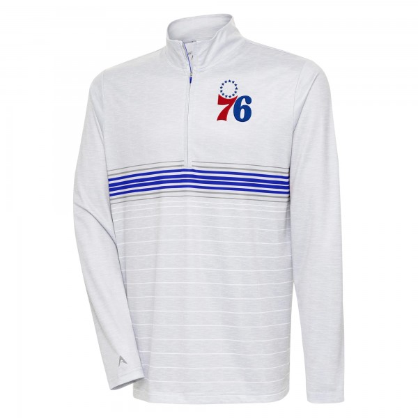 Кофта на короткой молнии Philadelphia 76ers Antigua Bullseye - Heather Gray/Royal