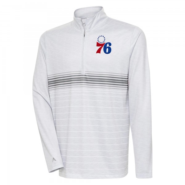Кофта на короткой молнии Philadelphia 76ers Antigua Bullseye - Heather Gray/Steel