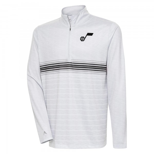 Кофта на короткой молнии Utah Jazz Antigua Bullseye - Heather Gray/Black