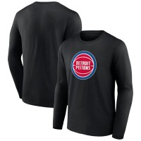 Detroit Pistons Black Primary Team Logo Long Sleeve T-Shirt