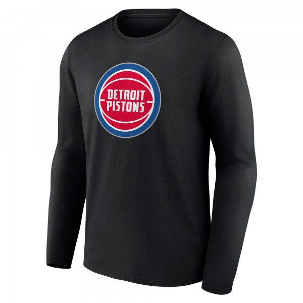 Detroit Pistons Black Primary Team Logo Long Sleeve T-Shirt
