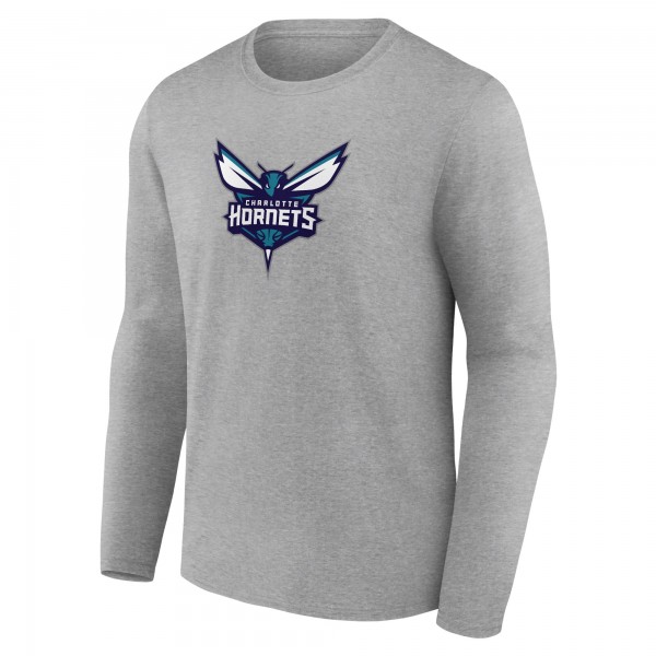 Футболка с длинным рукавом Charlotte Hornets Gray Primary Team Logo