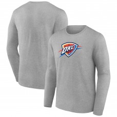 Футболка с длинным рукавом Oklahoma City Thunder Gray Primary Team Logo