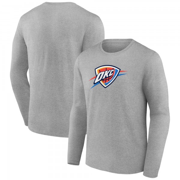 Футболка с длинным рукавом Oklahoma City Thunder Gray Primary Team Logo