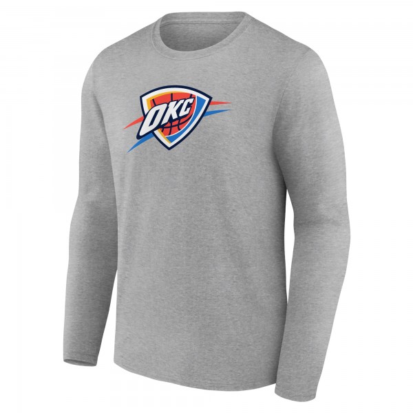Футболка с длинным рукавом Oklahoma City Thunder Gray Primary Team Logo