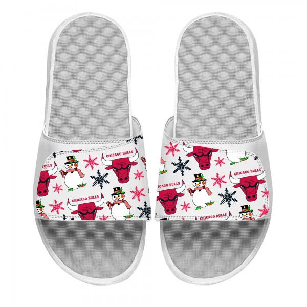 Шлепки Chicago Bulls ISlide Youth Holiday Pattern - White