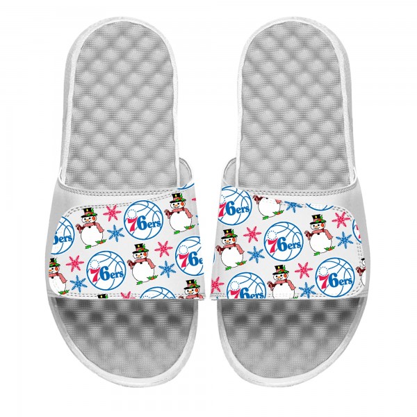 Шлепки Philadelphia 76ers ISlide Youth Holiday Pattern - White