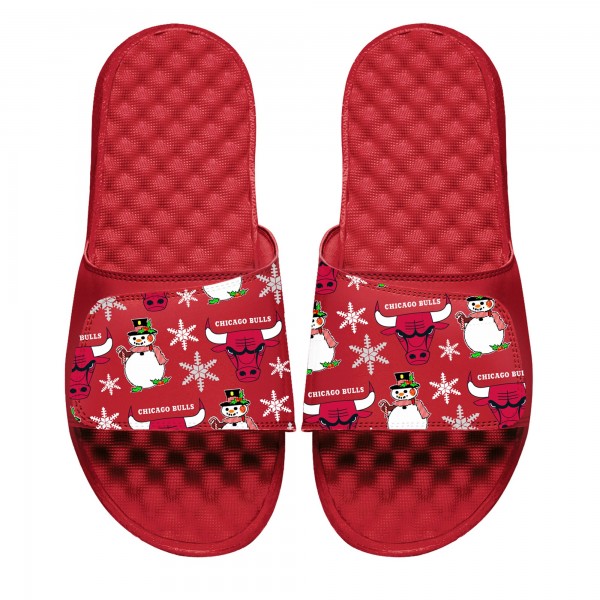 Шлепки Chicago Bulls ISlide Youth Holiday Pattern - Red