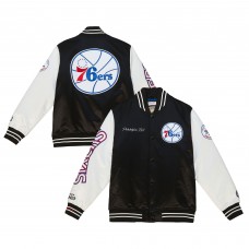 Куртка на кнопках Philadelphia 76ers Mitchell & Ness Team Origins Satin Varsity - Black
