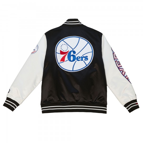 Куртка на кнопках Philadelphia 76ers Mitchell & Ness Team Origins Satin Varsity - Black