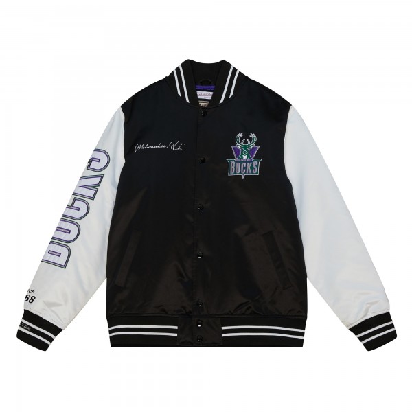 Куртка на кнопках Milwaukee Bucks Mitchell & Ness Team Origins Satin Varsity - Black