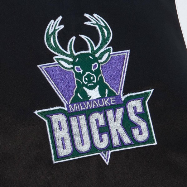Куртка на кнопках Milwaukee Bucks Mitchell & Ness Team Origins Satin Varsity - Black