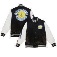 Бомбер Golden State Warriors Mitchell & Ness Team Origins Satin Varsity - Black