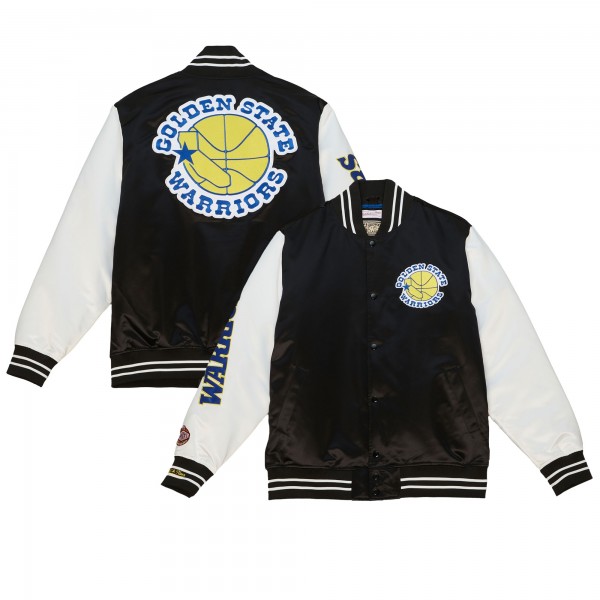 Бомбер Golden State Warriors Mitchell & Ness Team Origins Satin Varsity - Black