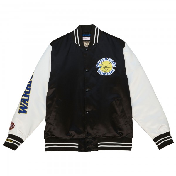 Бомбер Golden State Warriors Mitchell & Ness Team Origins Satin Varsity - Black