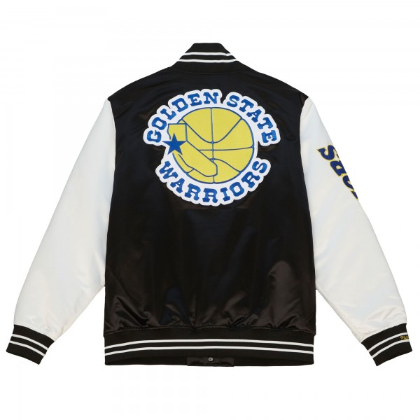 Бомбер Golden State Warriors Mitchell & Ness Team Origins Satin Varsity - Black