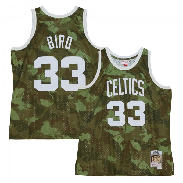 Игровая форма  Larry Bird Boston Celtics Mitchell & Ness Hardwood Classics 1985-86 Ghost Green Swingman - Camo