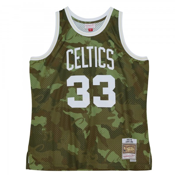 Игровая форма  Larry Bird Boston Celtics Mitchell & Ness Hardwood Classics 1985-86 Ghost Green Swingman - Camo