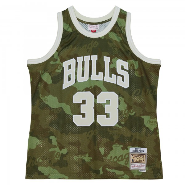 Игровая форма  Scottie Pippen Chicago Bulls Mitchell & Ness Unisex Hardwood Classics 1997-98 Ghost Green Swingman - Camo
