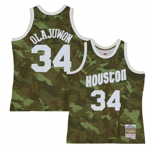 Игровая форма  Hakeem Olajuwon Houston Rockets Mitchell & Ness Hardwood Classics 1993-94 Ghost Green Swingman - Camo