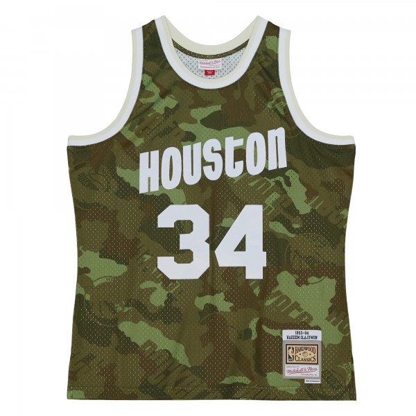 Игровая форма  Hakeem Olajuwon Houston Rockets Mitchell & Ness Hardwood Classics 1993-94 Ghost Green Swingman - Camo