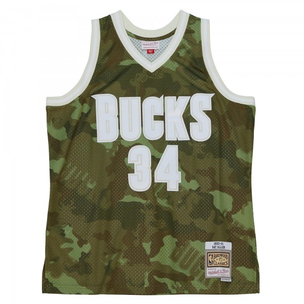 Игровая форма  Ray Allen Milwaukee Bucks Mitchell & Ness Hardwood Classics 2000-01 Ghost Green Swingman - Camo