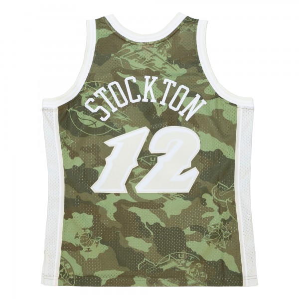 Игровая форма  John Stockton Utah Jazz Mitchell & Ness Hardwood Classics 1998/99 Ghost Green Swingman - Camo