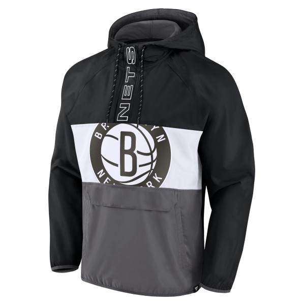 Куртка на короткой молнии Brooklyn Nets Anorak Flagrant Foul Color-Block Raglan - Black/Gray