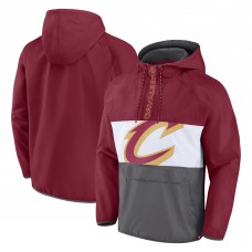 Cleveland Cavaliers Fanatics Wine/Gray Anorak Flagrant Foul Color-Block Raglan Hoodie Half-Zip Jacket