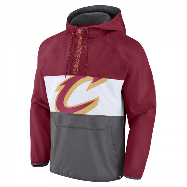 Cleveland Cavaliers Fanatics Wine/Gray Anorak Flagrant Foul Color-Block Raglan Hoodie Half-Zip Jacket