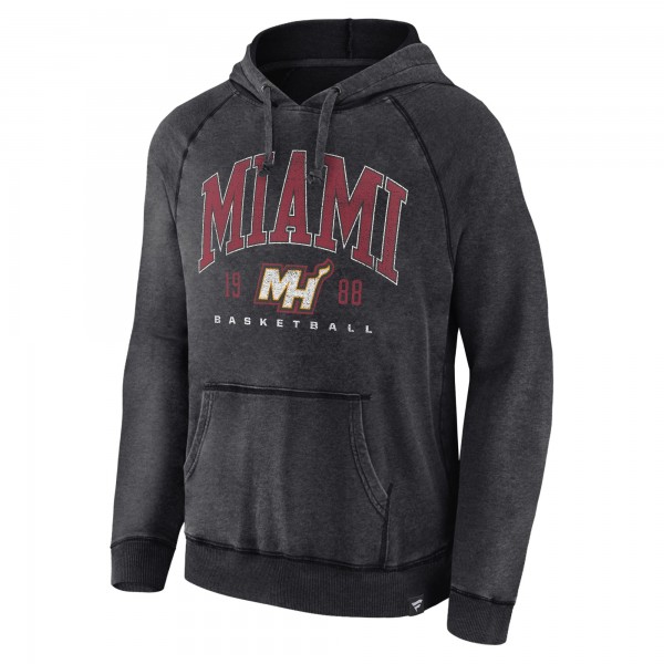 Miami Heat Fanatics Heather Charcoal Foul Trouble Snow Wash Raglan Pullover Hoodie