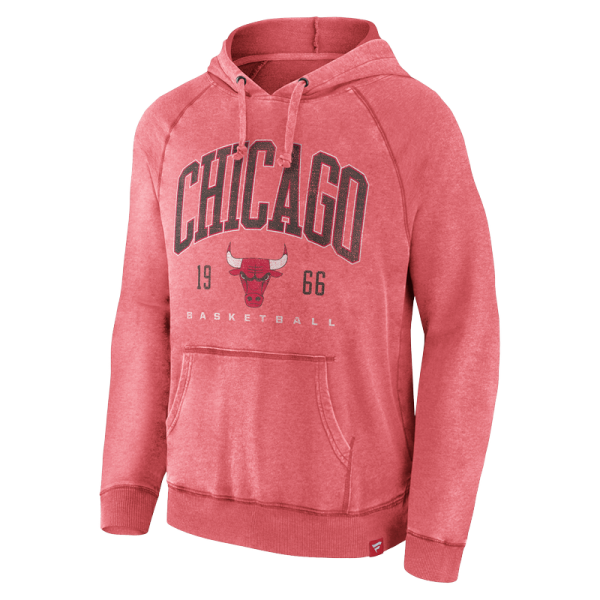 Chicago Bulls Fanatics Heather Red Foul Trouble Snow Wash Raglan Pullover Hoodie
