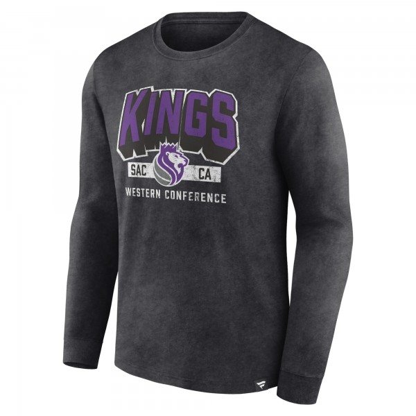 Футболка с длинным рукавом Sacramento Kings Front Court Press Snow Wash - Heather Charcoal