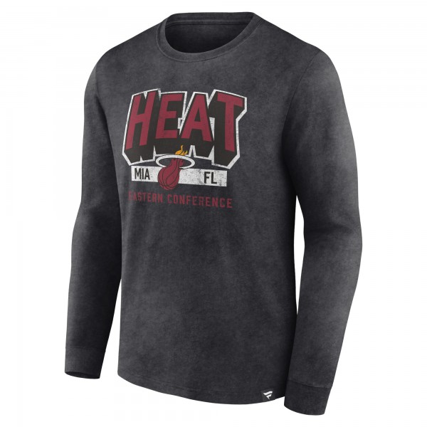 Футболка с длинным рукавом Miami Heat Front Court Press Snow Wash - Heather Charcoal