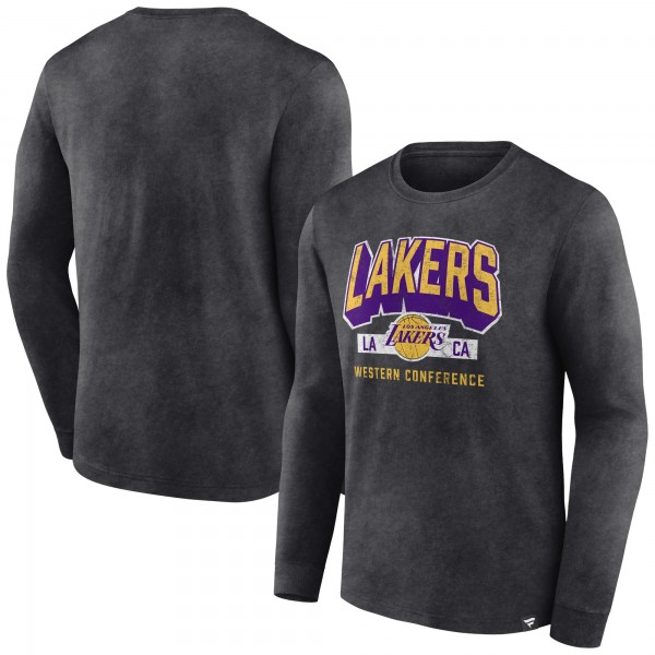 Футболка с длинным рукавом Los Angeles Lakers Front Court Press Snow Wash - Heather Charcoal