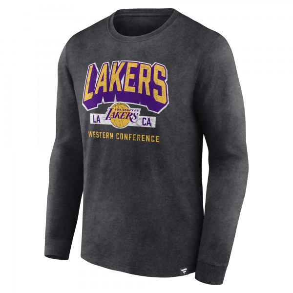 Футболка с длинным рукавом Los Angeles Lakers Front Court Press Snow Wash - Heather Charcoal