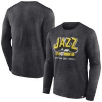 Футболка с длинным рукавом Utah Jazz Front Court Press Snow Wash - Heather Charcoal
