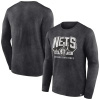 Футболка с длинным рукавом Brooklyn Nets Front Court Press Snow Wash - Heather Charcoal