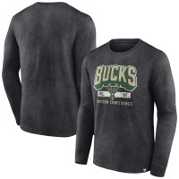 Футболка с длинным рукавом Milwaukee Bucks Front Court Press Snow Wash - Heather Charcoal