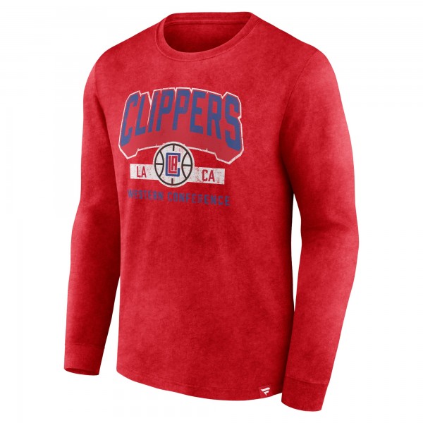 Футболка с длинным рукавом LA Clippers Front Court Press Snow Wash - Heather Red