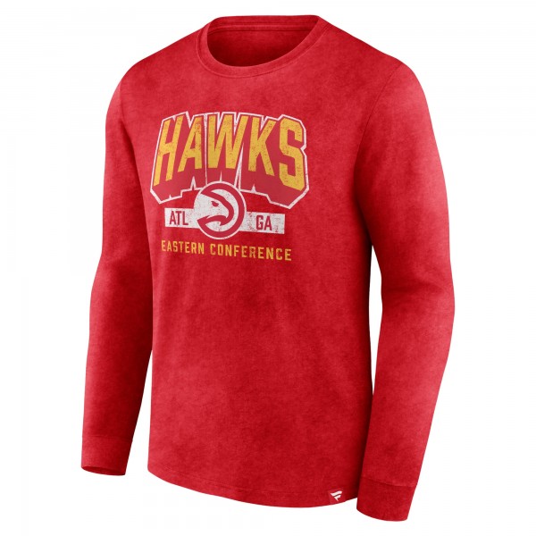 Футболка с длинным рукавом Atlanta Hawks Front Court Press Snow Wash - Heather Red
